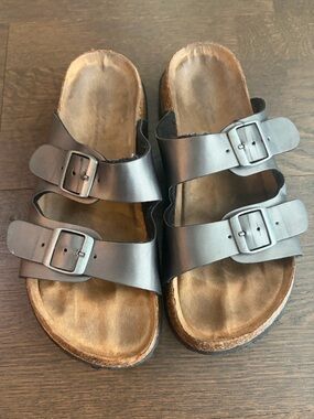 Black Double Buckle Slide Sandals